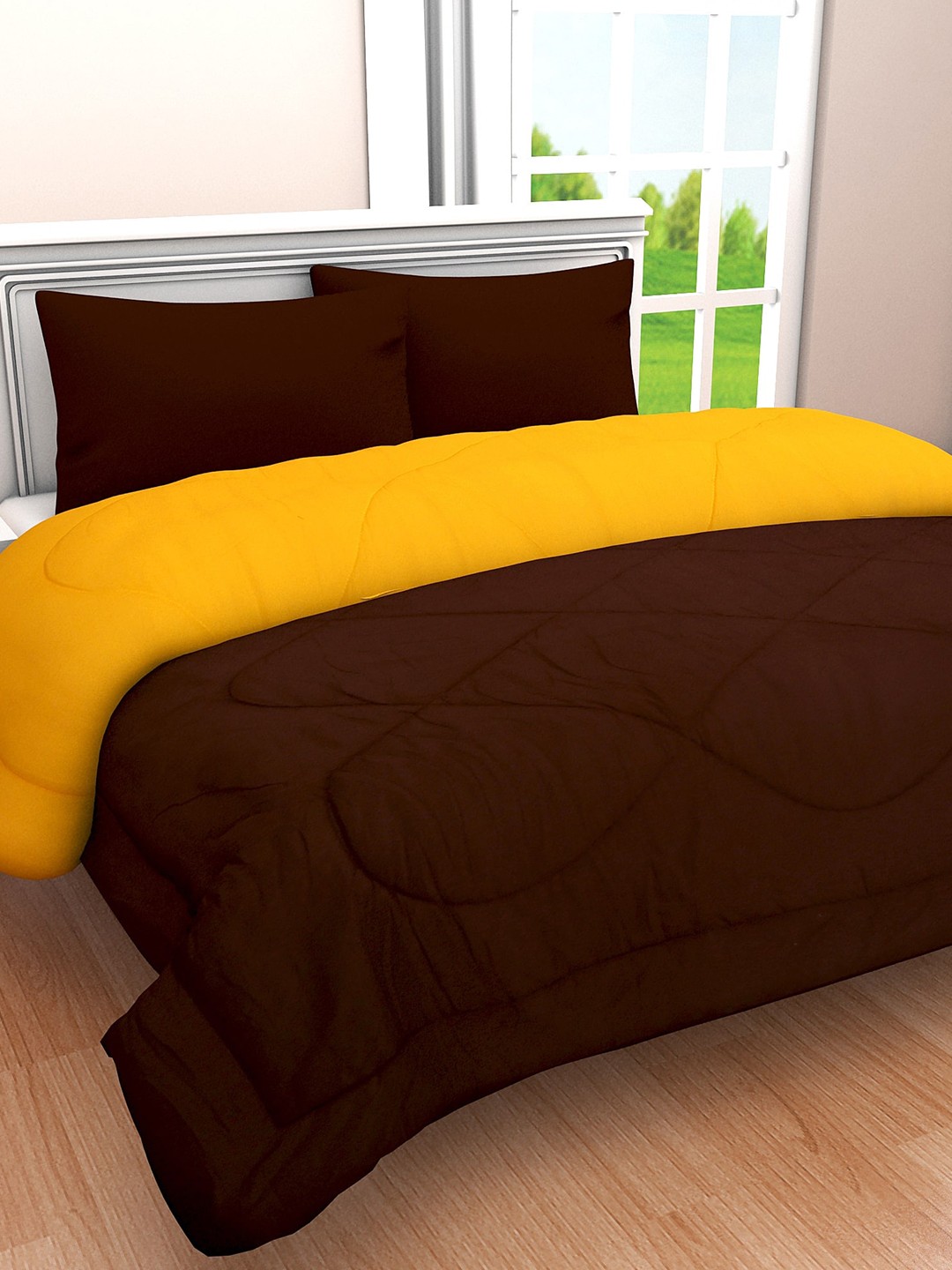 

Clasiko Brown & Yellow Mild Winter 210 GSM Double Bed Comforter