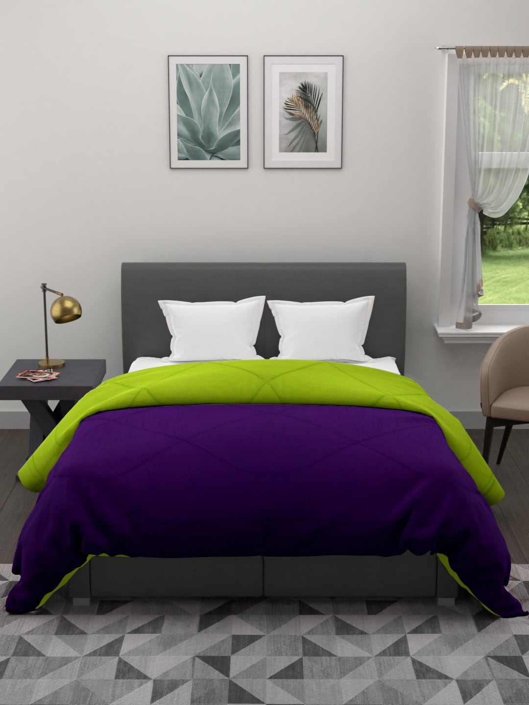 

Clasiko Purple & Green Mild Winter 210 GSM Double Bed Comforter