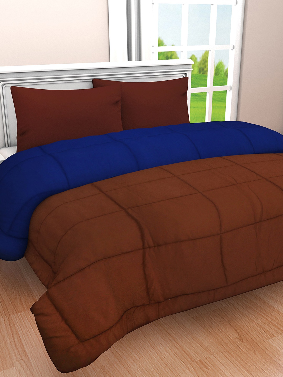 

Clasiko Brown & Blue Mild Winter 210 GSM Double Bed Comforter