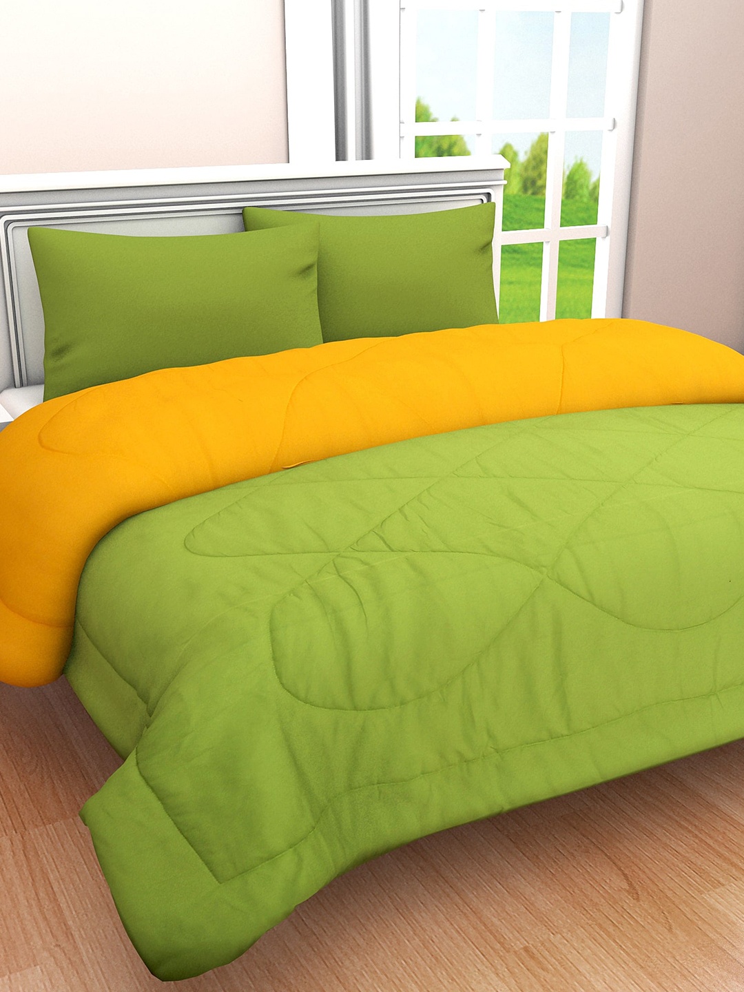 

Clasiko Green & Yellow Mild Winter 210 GSM Double Bed Comforter