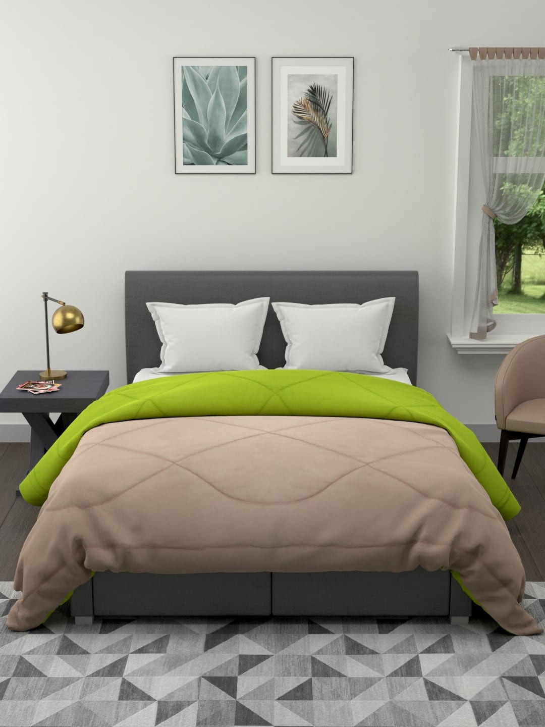 

Clasiko Taupe & Green Mild Winter 210 GSM Double Bed Comforter