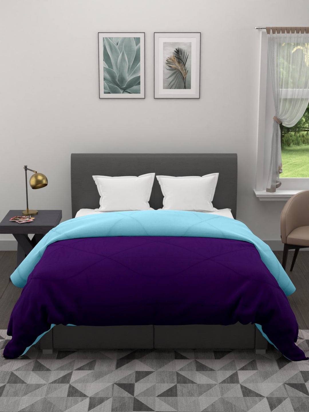 

Clasiko Purple & Blue Geometric Mild Winter 210 GSM Double Bed Comforter