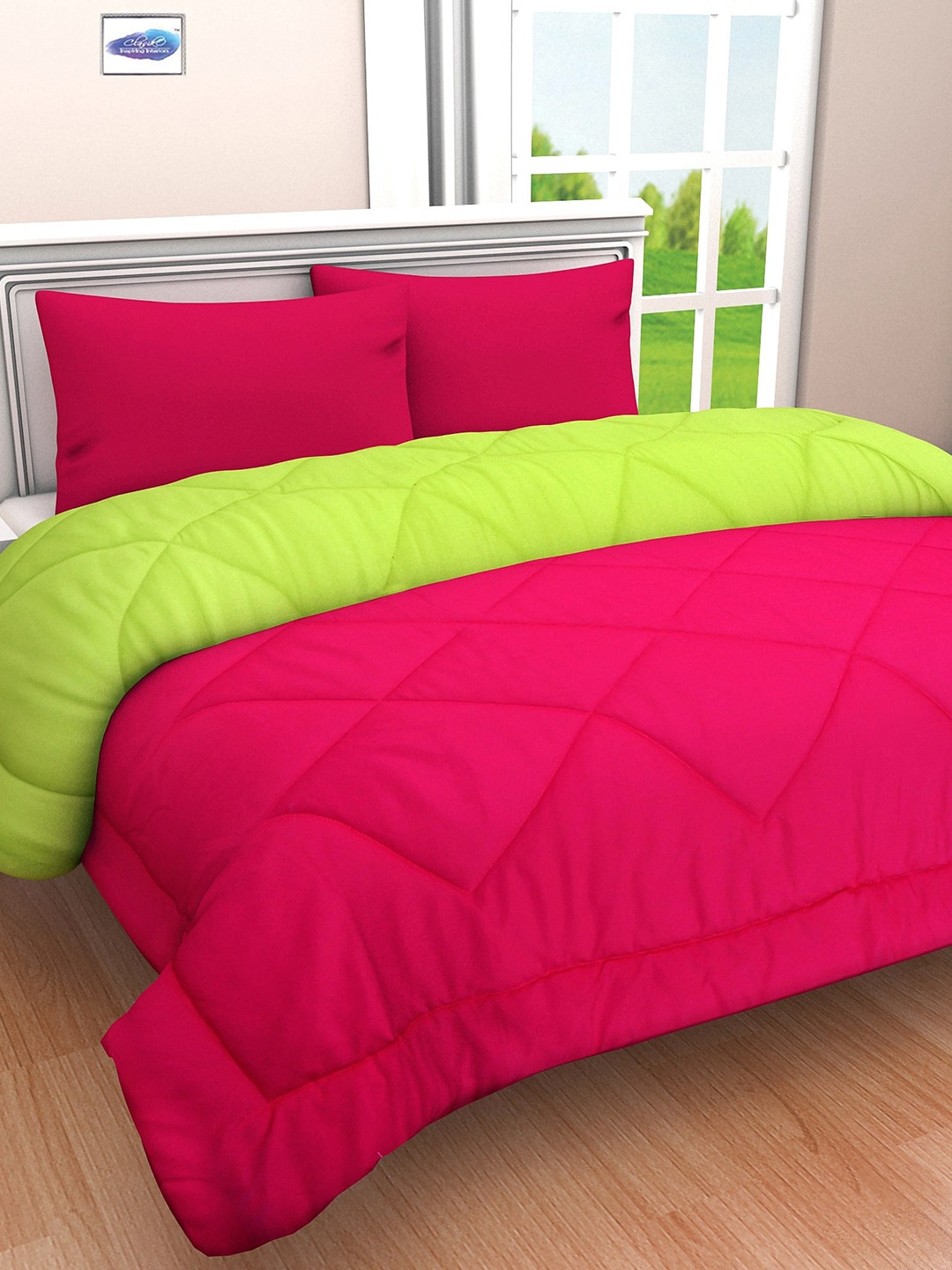 

Clasiko Pink & Green Mild Winter 210 GSM Double Bed Comforter