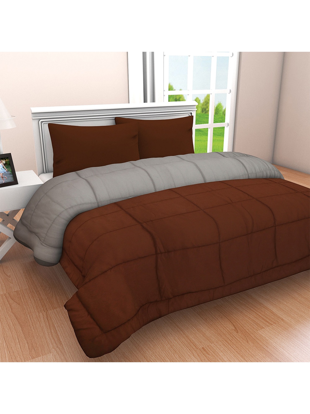 

Clasiko Brown & Grey Mild Winter 210 GSM Double Bed Comforter