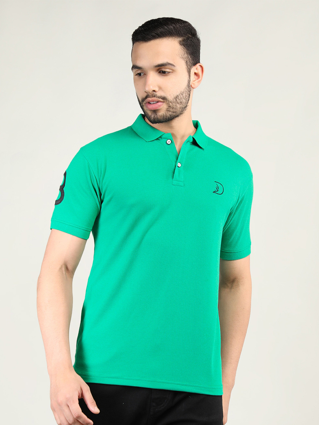 

PORTBLAIR Men Green Polo Collar Slim Fit T-shirt