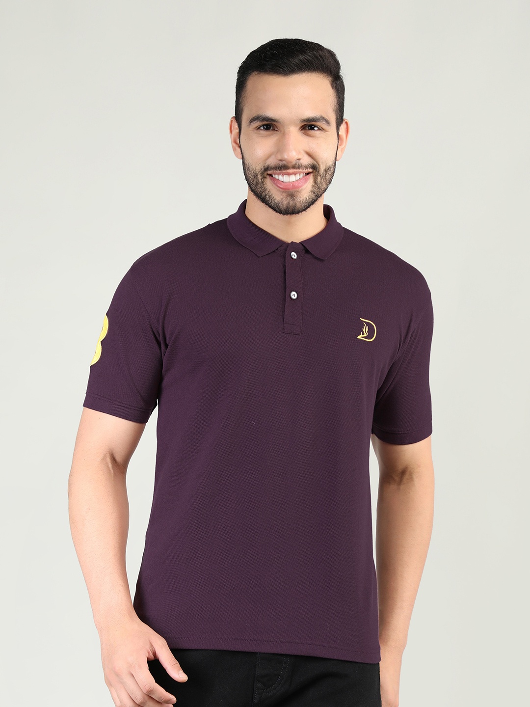 

PORTBLAIR Men Purple Polo Collar Slim Fit T-shirt