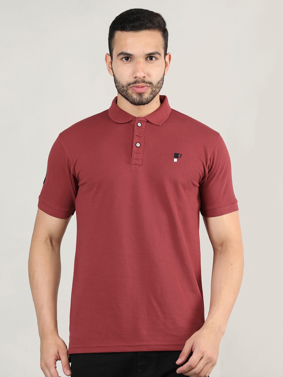 

PORTBLAIR Men Rust Polo Collar Slim Fit T-shirt