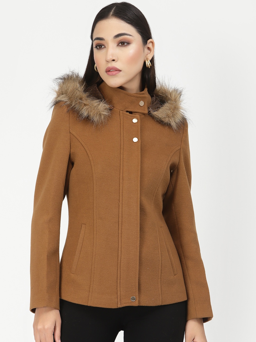 

Juelle Women Brown Hooded Parka Coat
