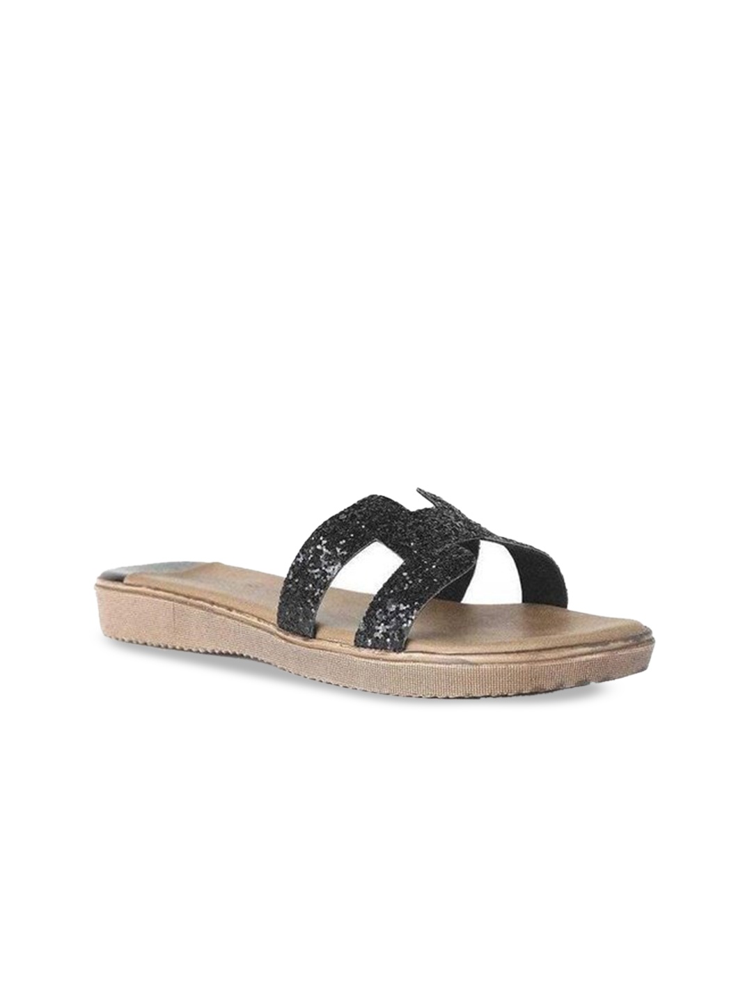 

SOLES Women Black Open Toe Flats