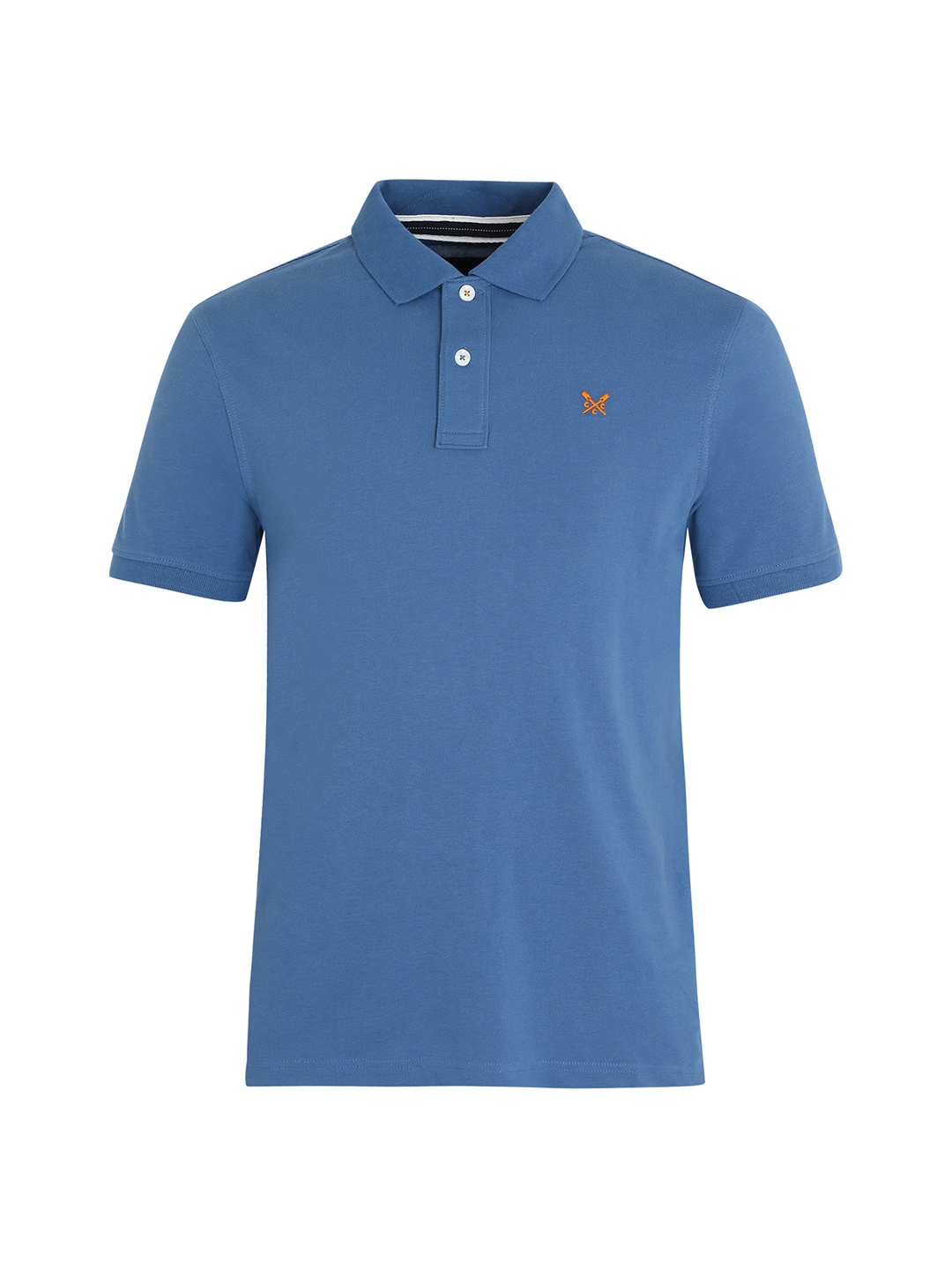 

Crew Clothing Men Blue Polo Collar Pure Cotton T-shirt