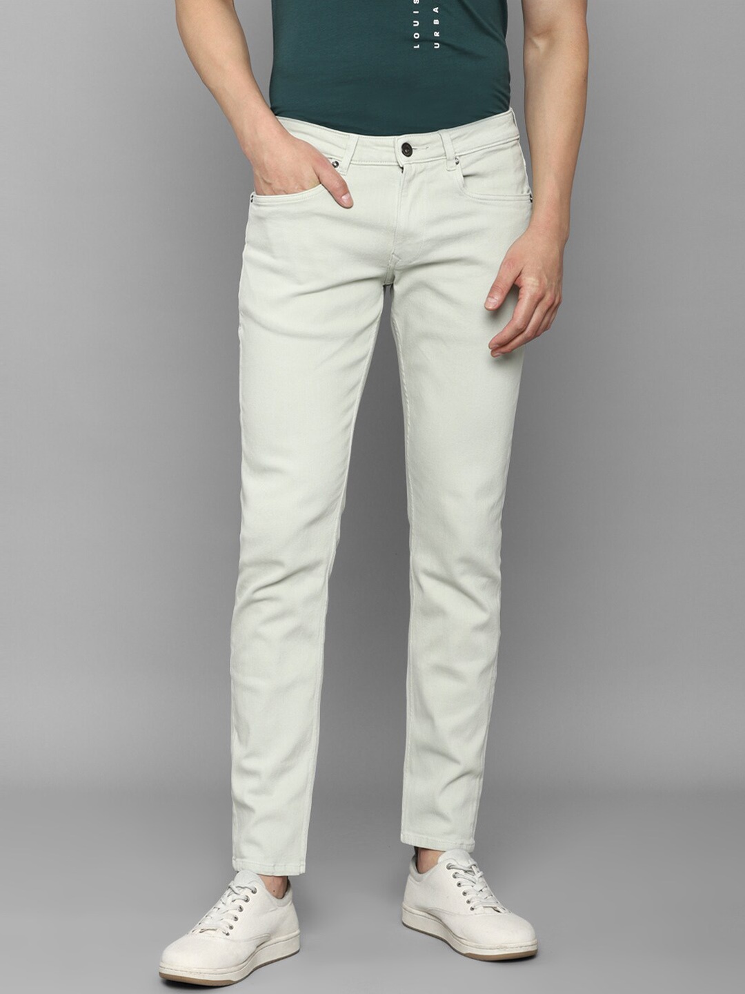 

Louis Philippe Jeans Men Green Cotton Slim Fit Jeans