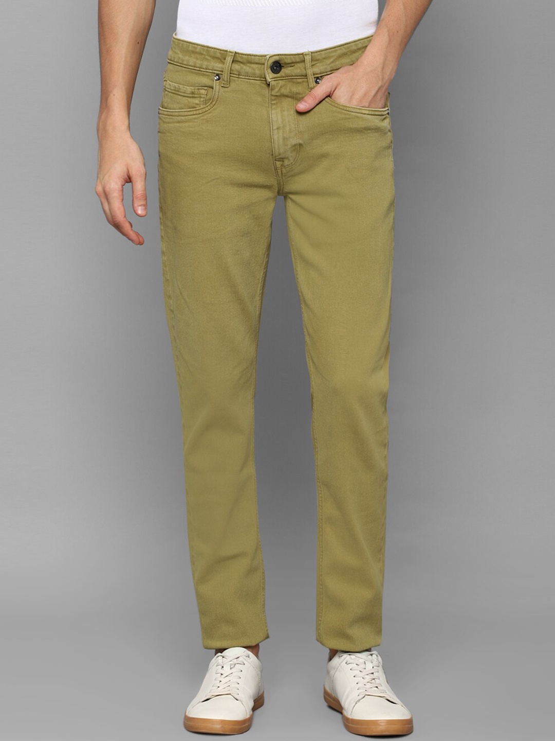 

Louis Philippe Jeans Men Olive Green Cotton Slim Fit Jeans