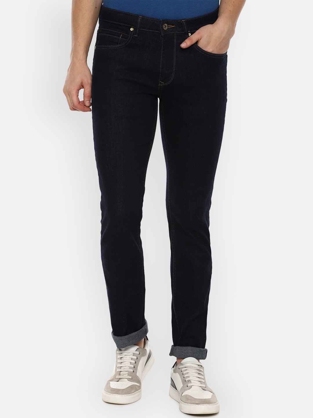 

Louis Philippe Jeans Men Navy Blue Cotton Slim Fit Jeans