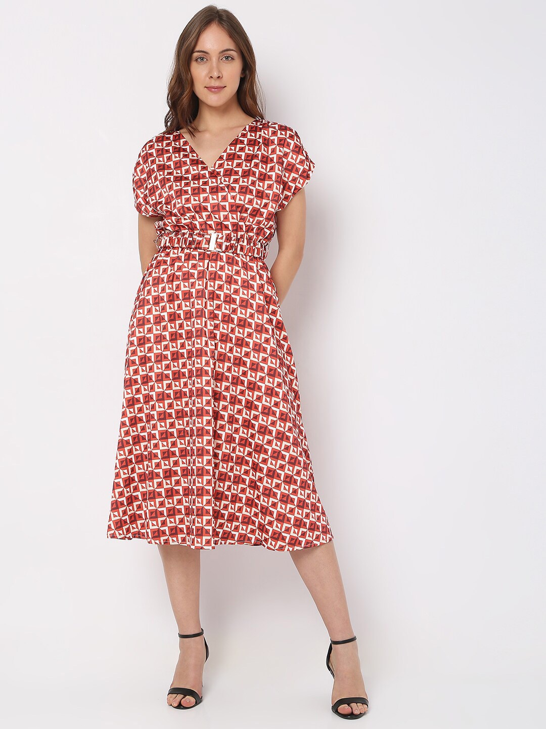 

Vero Moda Brown Midi Polyester Dress