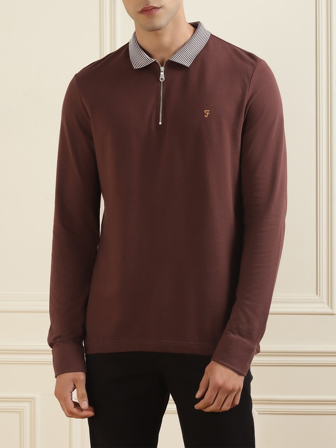 

Farah Men Maroon Polo Collar Pure Cotton T-shirt