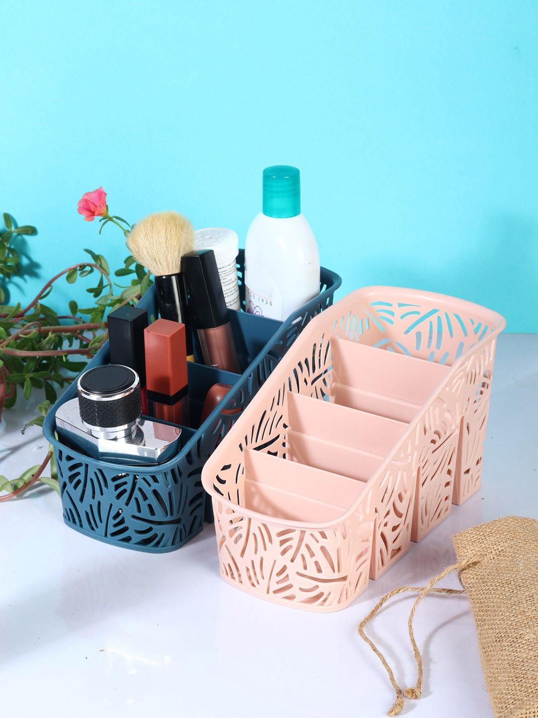 

ZEVORA Blue & Peach Pack Of 2 Multi-Purpose Organizer
