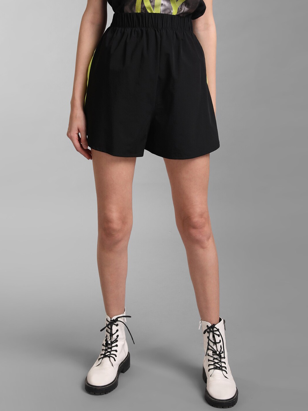 

KZ07 By Kazo Women Black High-Rise Regular Shorts