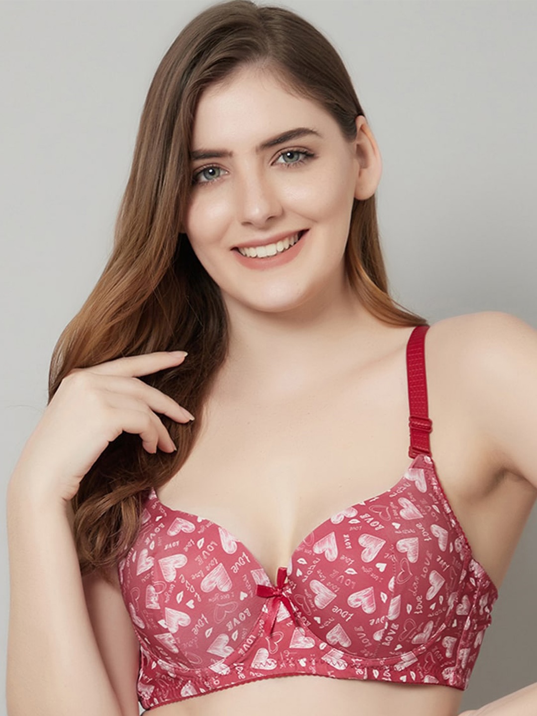 

PrettyCat Red & White Typography Underwired Lightly Padded Bra