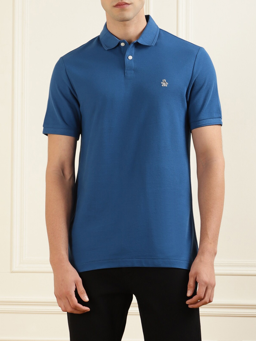 

Original Penguin Men Blue Polo Collar Pure Cotton T-shirt