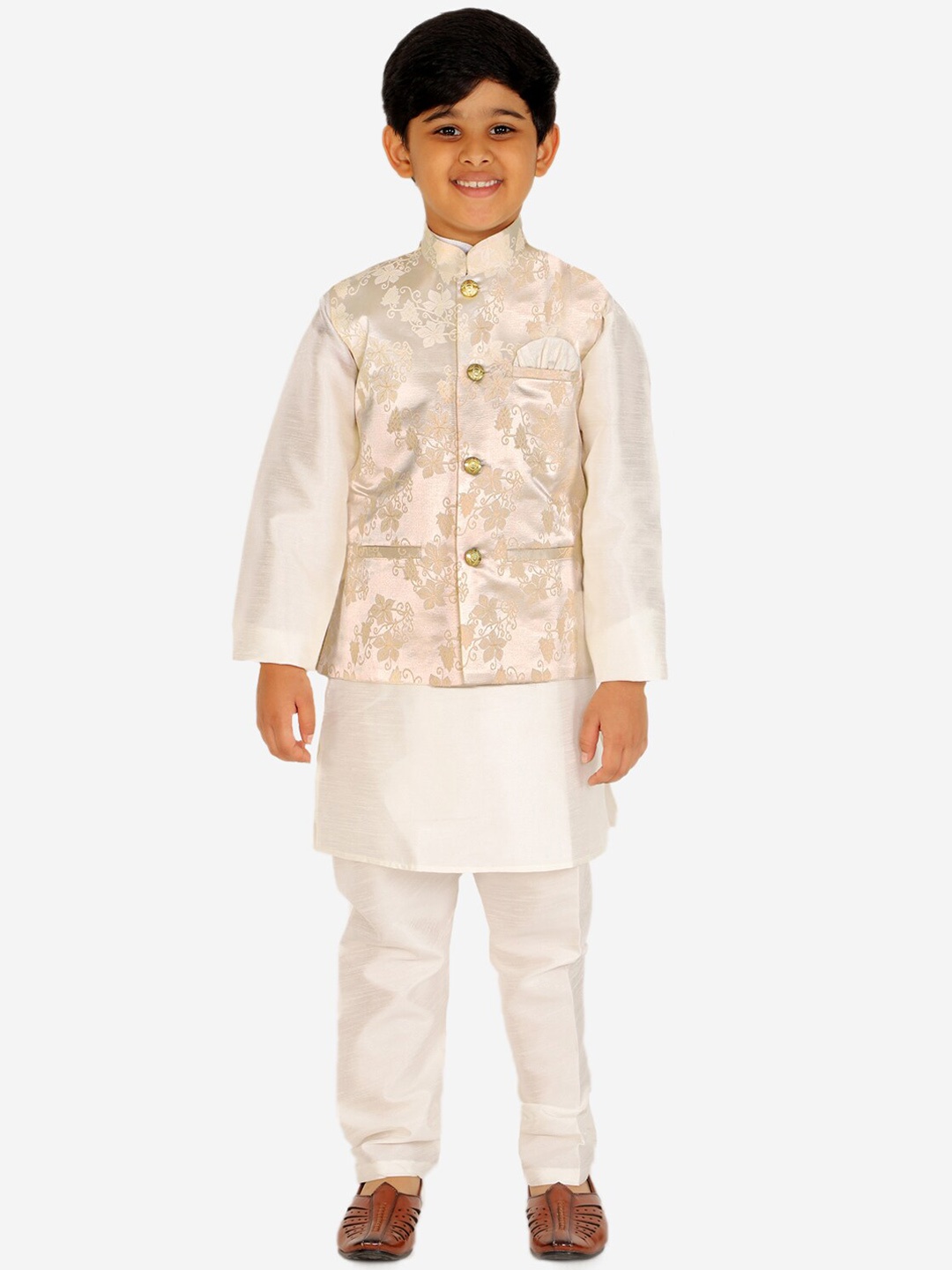 

Pro-Ethic STYLE DEVELOPER Boys Cream Kurta With Trousers