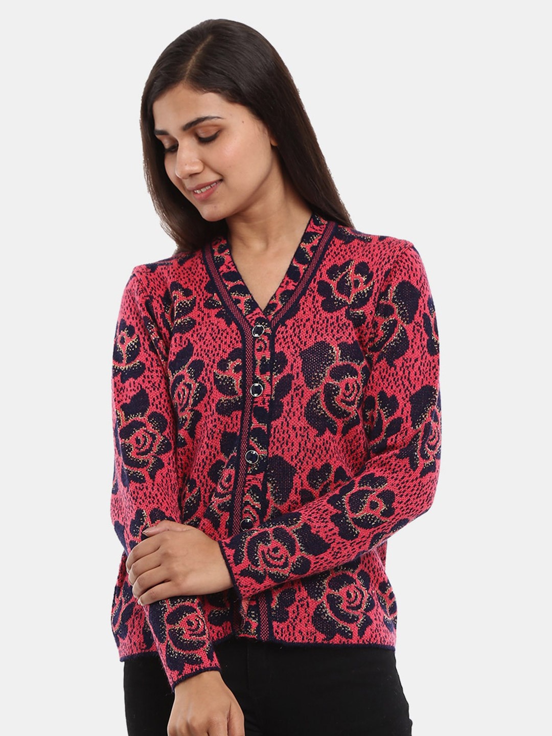 

V-Mart Women Pink & Black Printed Sweatshirt