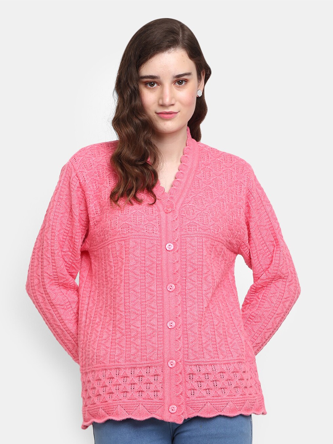 

V-Mart Women Pink Fleece Cardigan