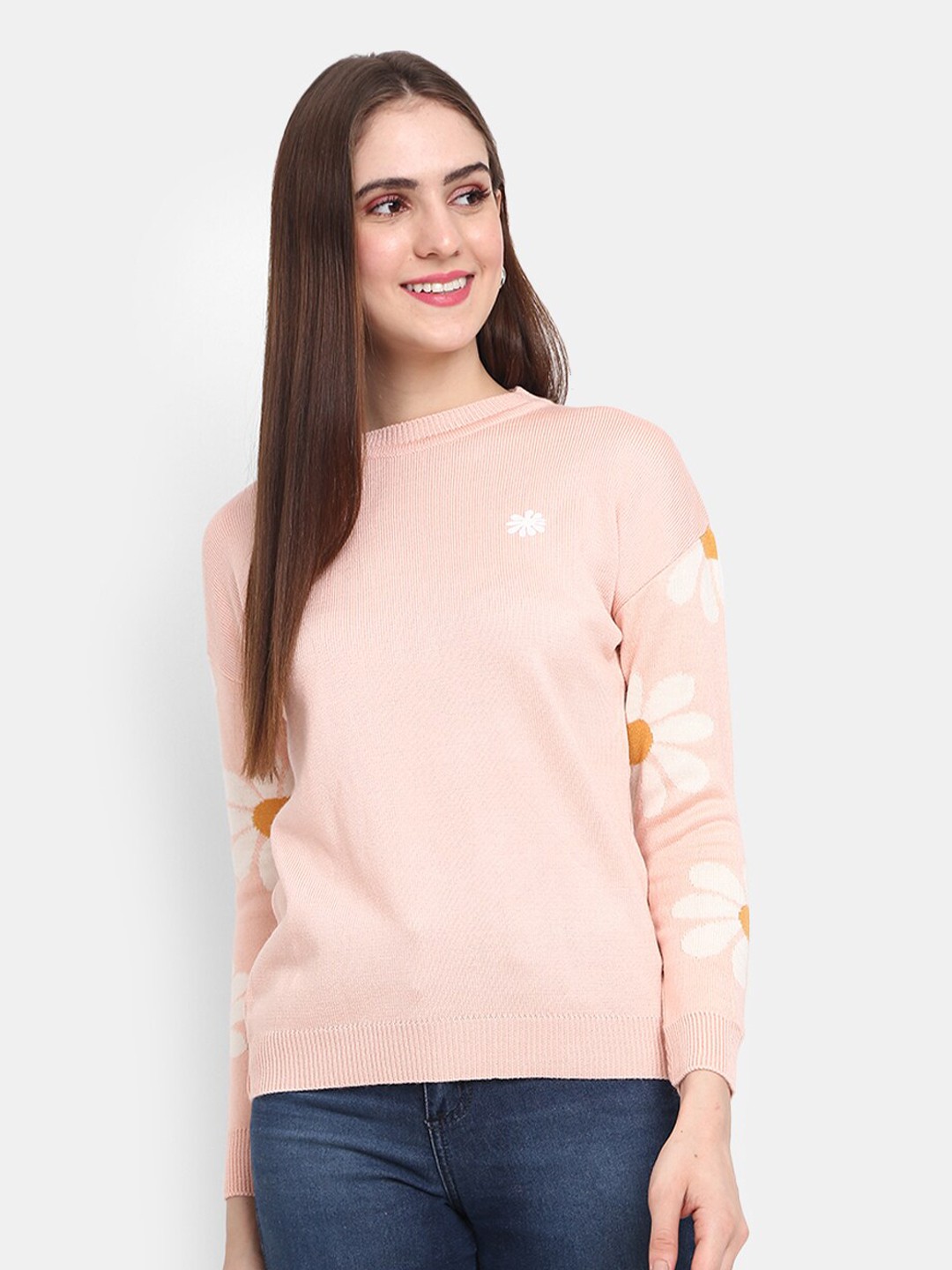 

V-Mart Women Pink Floral Self Design Sweatshirt