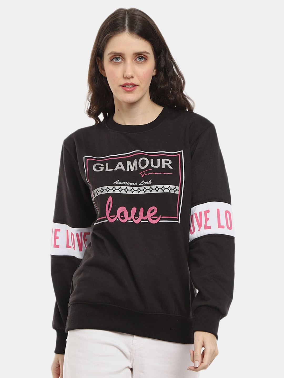 

V-Mart Women Black Printed Sweatshirt