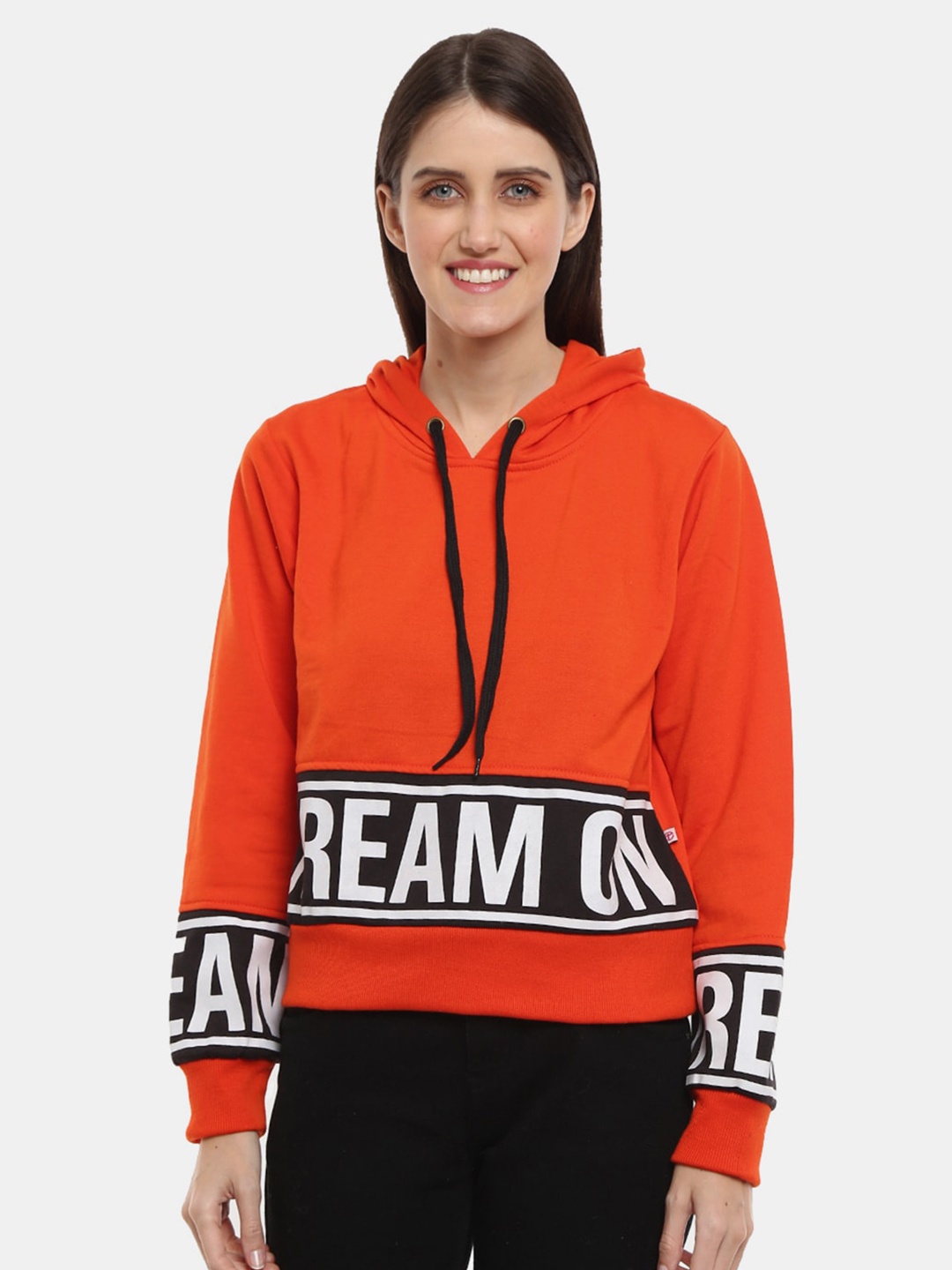 

V-Mart Women Orange Printed Sweatshirt