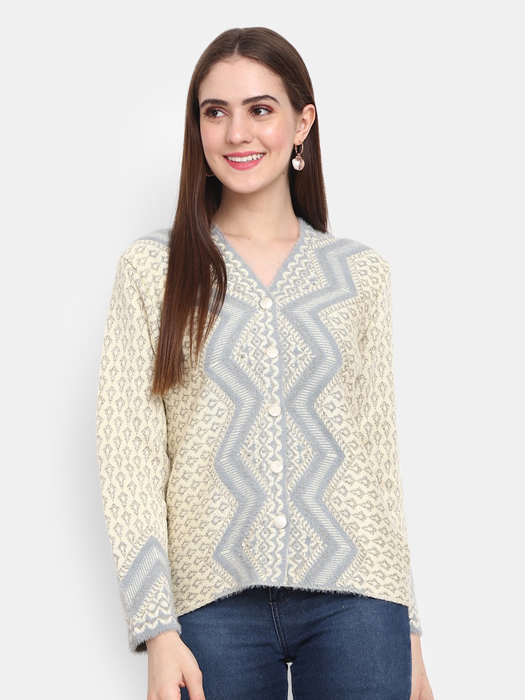 

V-Mart Women Cream-Coloured Printed Sweatshirt