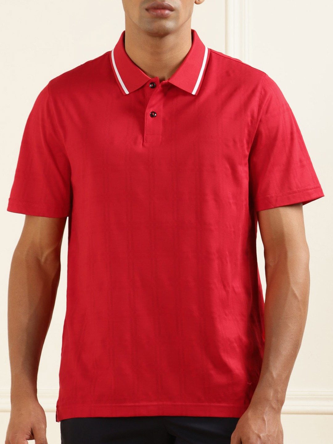 

Ted Baker Men Red Polo Collar Pure Cotton T-shirt