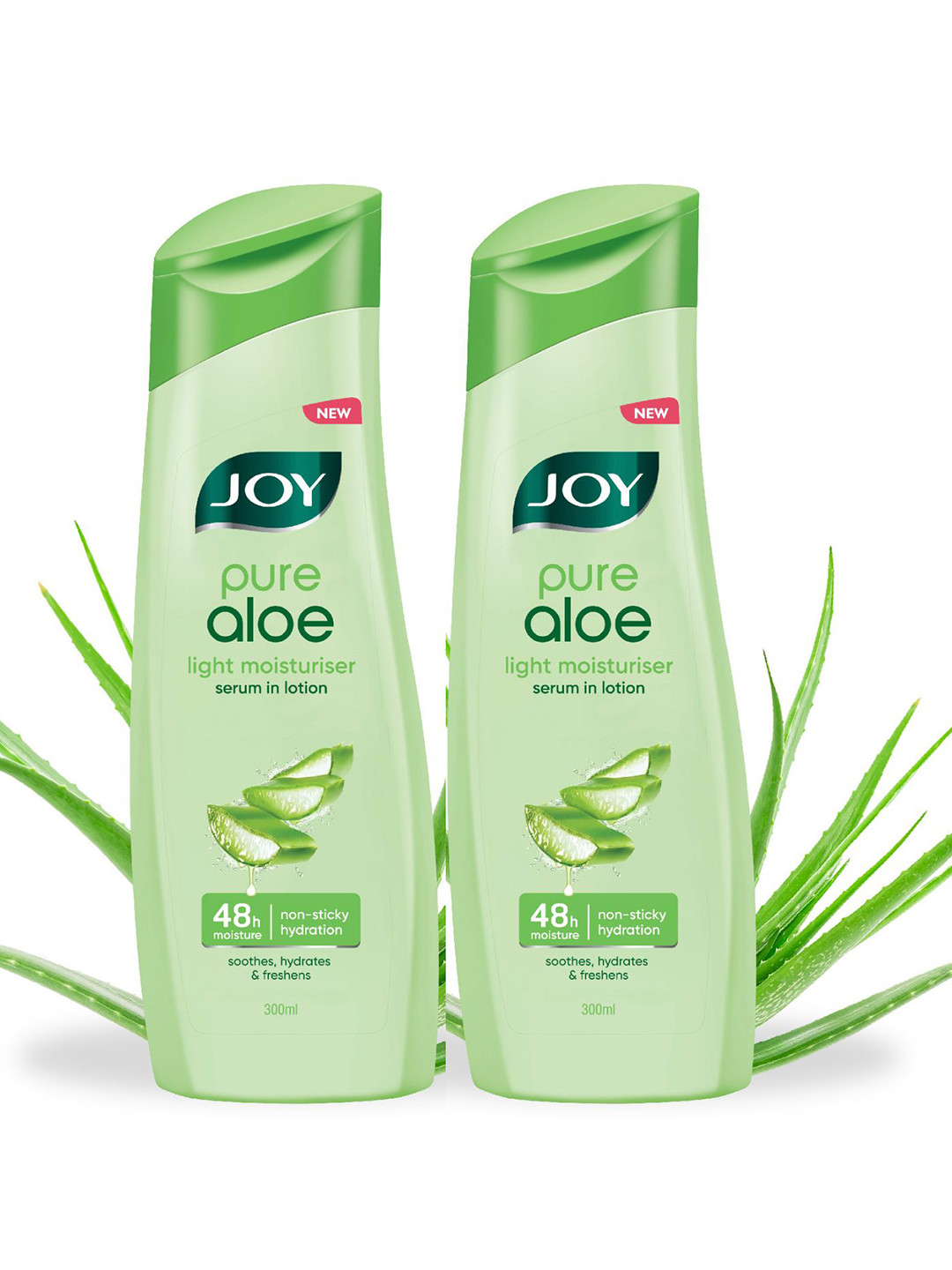 

JOY Set of 2 Pure Aloe Vera Lightweight Body Lotion - 300ml Each, Green