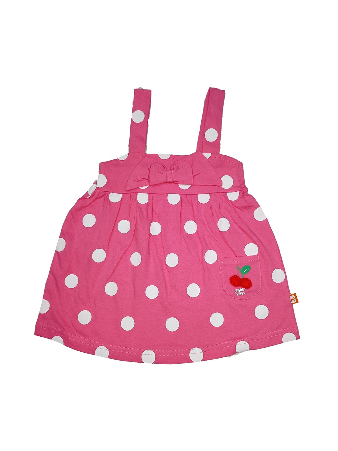 

Bodycare Pink & White Polka Dots Printed Fit & Flare Cotton Dress