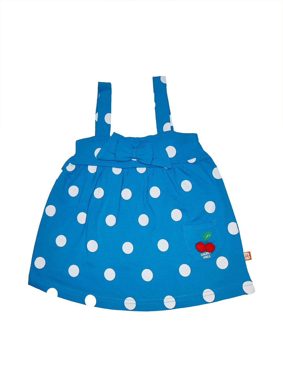 

Bodycare Blue & White Polka Dots Printed Fit & Flare Cotton Dress