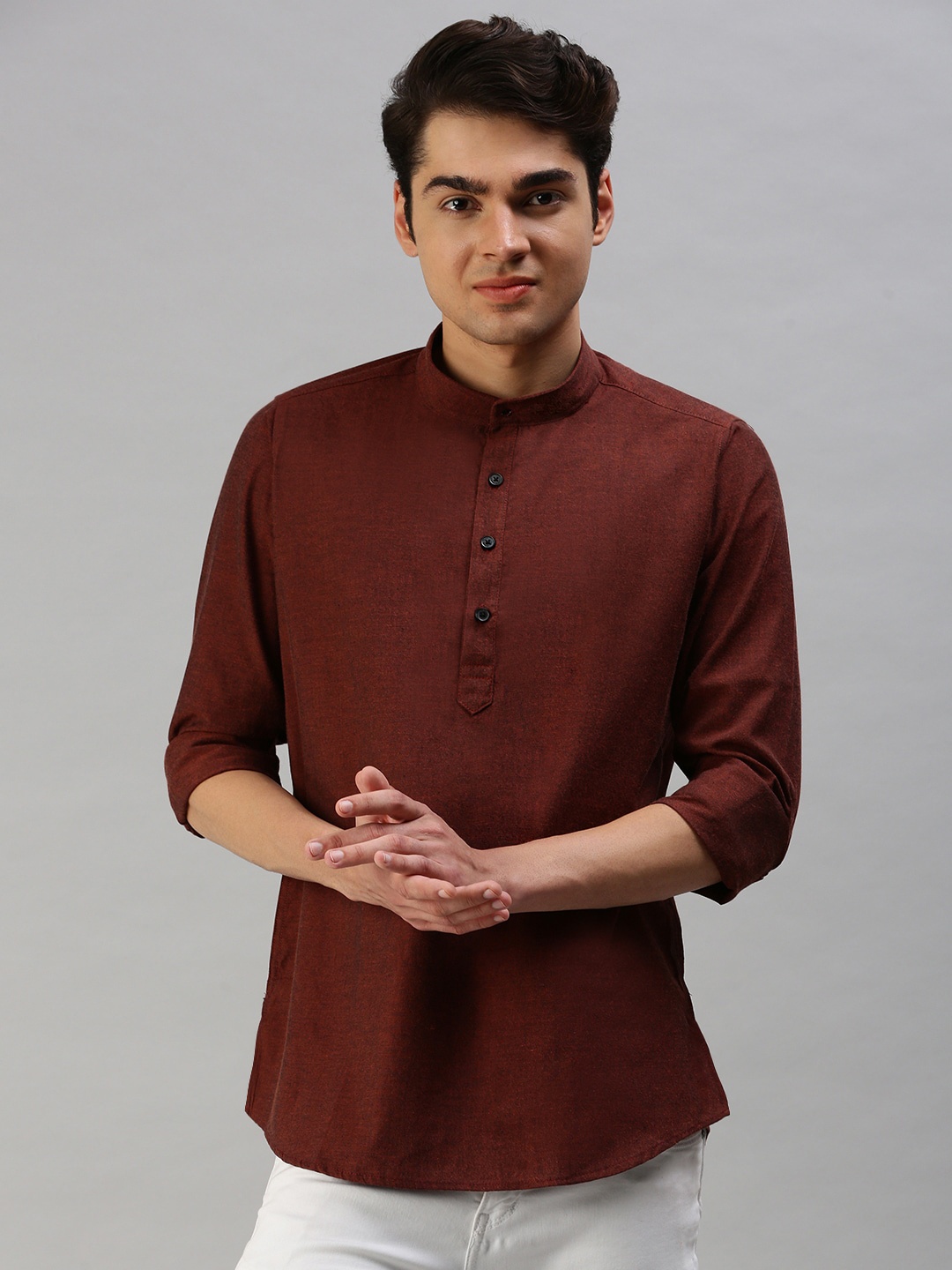 

Cross Court Men Maroon Geometric Pure Cotton Kurta