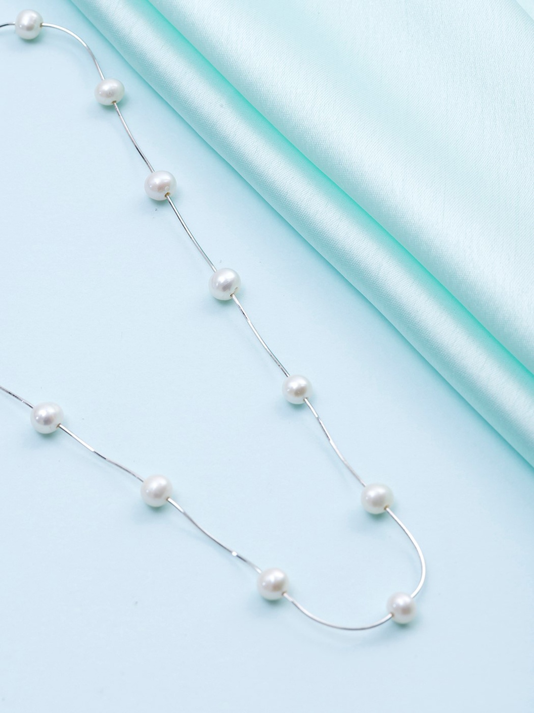 

Zavya Silver-Toned & White Rhodium-Plated Necklace