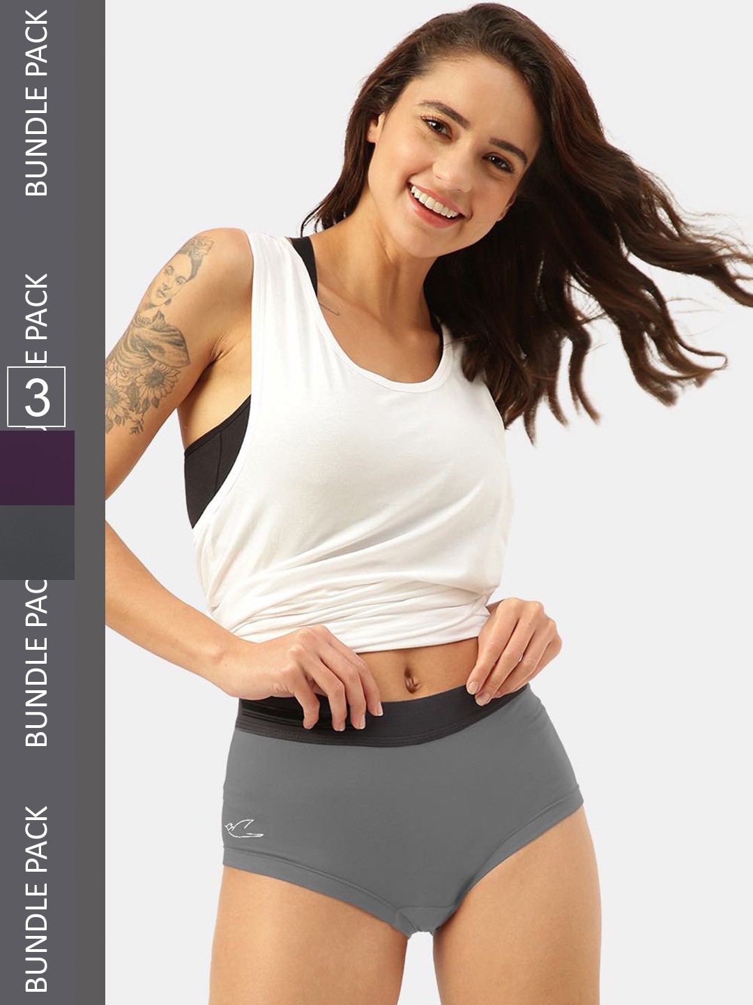 

FREECULTR Women Pack Of 3 Antibacterial Boxer Brief, Grey