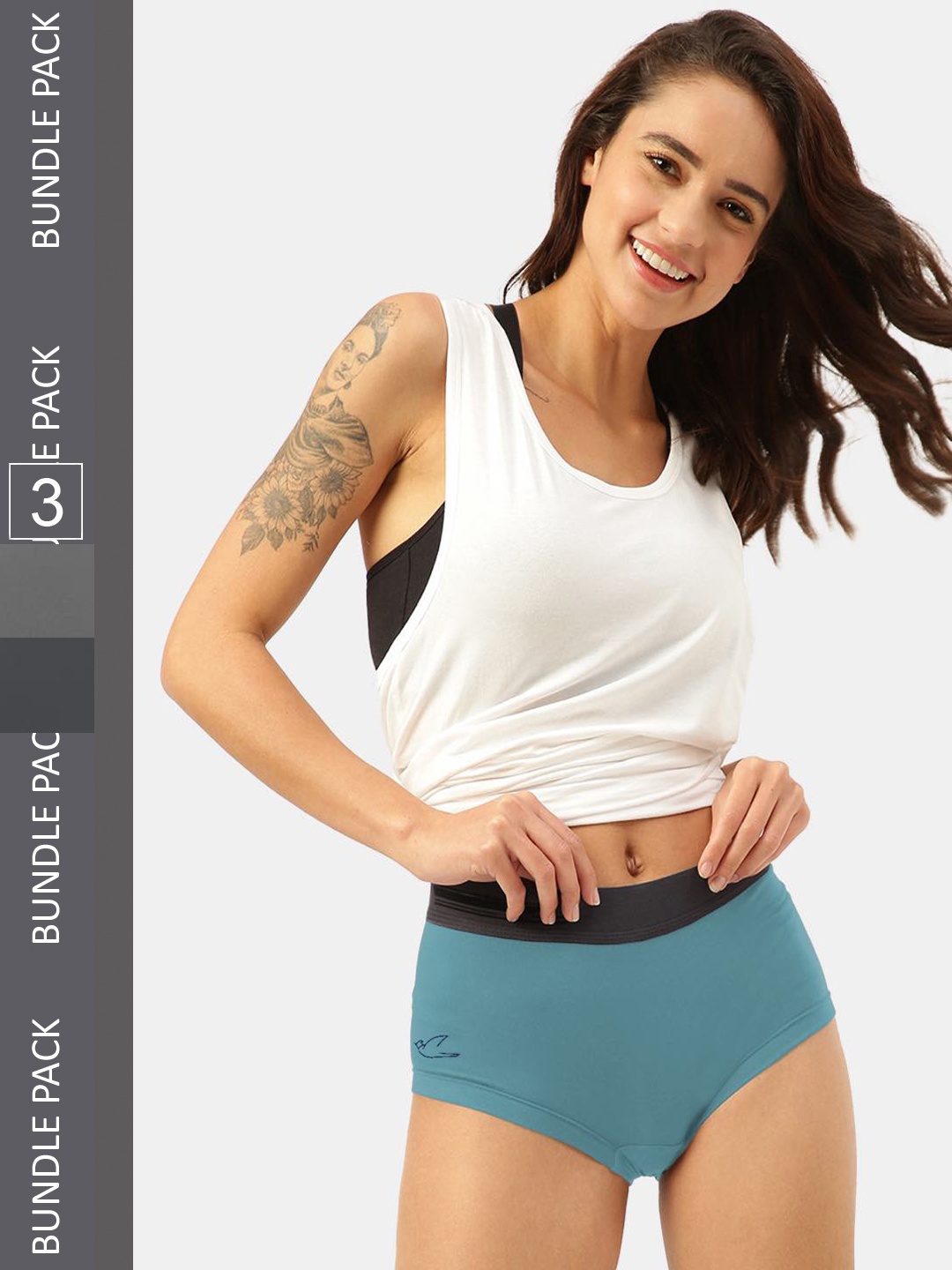 

FREECULTR Women Pack Of 3 Antibacterial Boxer Briefs, Blue