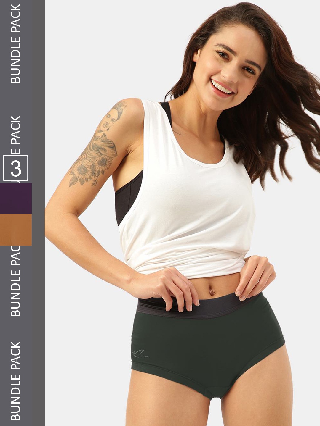 

FREECULTR Women Pack of 3 Antibacterial Boxer Briefs, Olive