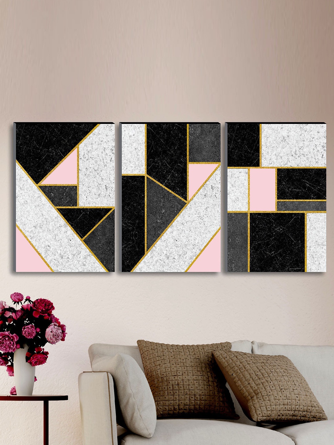 

SAF Set of 3 Modern Art Large Panel UV Textured Wall Art, Multi