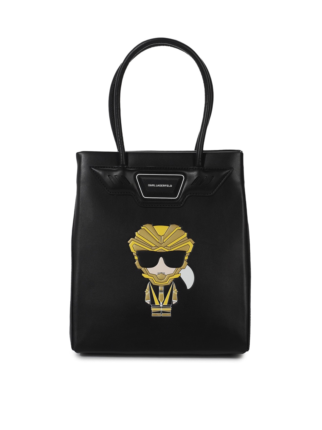

Karl Lagerfeld Black Printed Leather Shopper Tote Bag