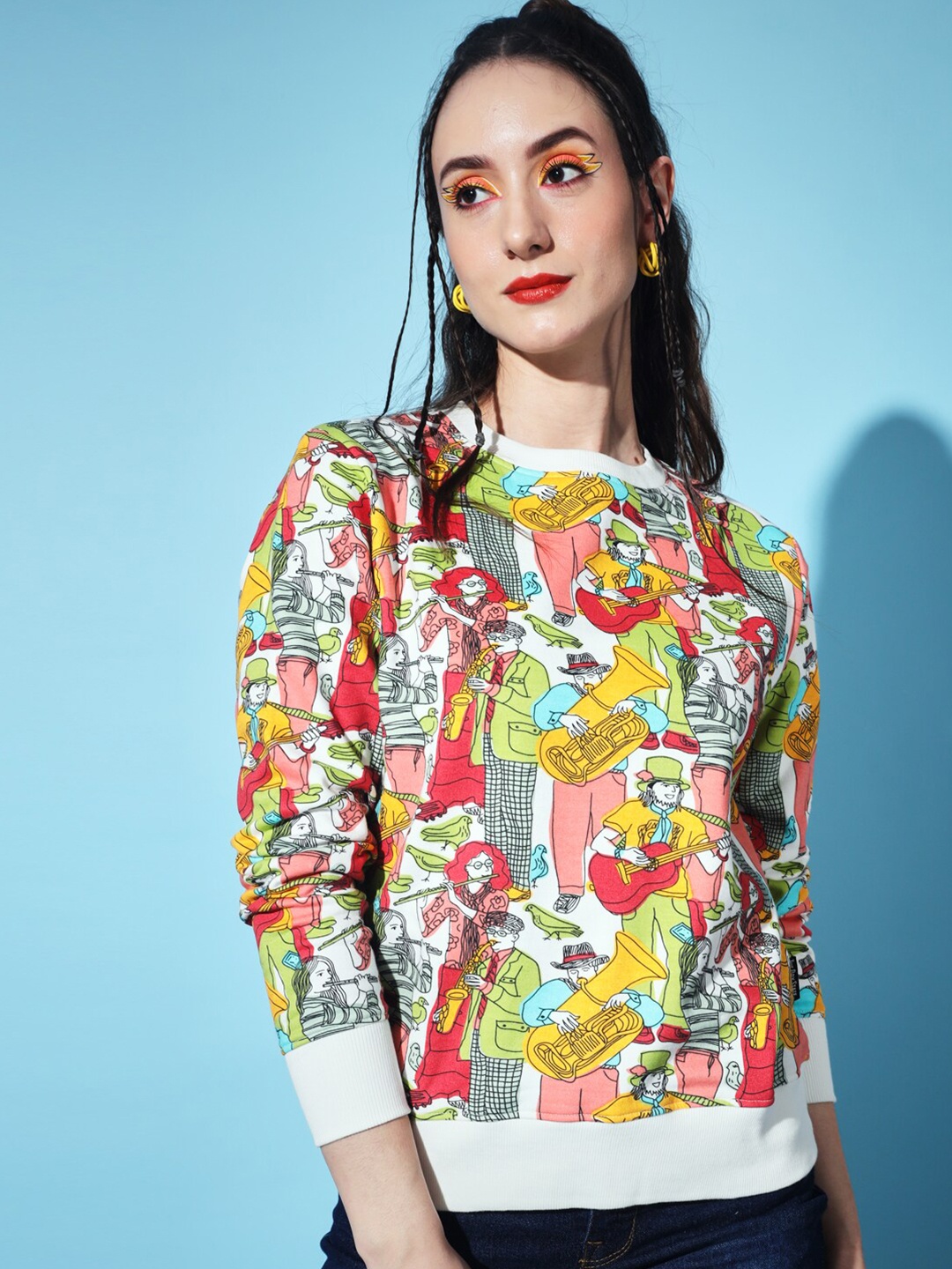 

The Dry State Women White Printed Sweatshirt