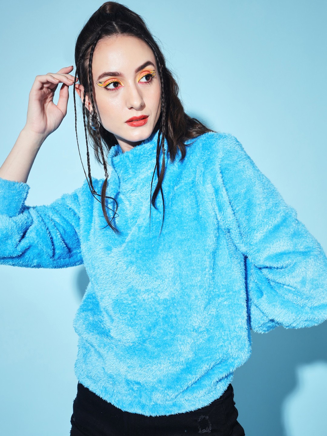 

The Dry State Women Blue High Neck Sweatshirt