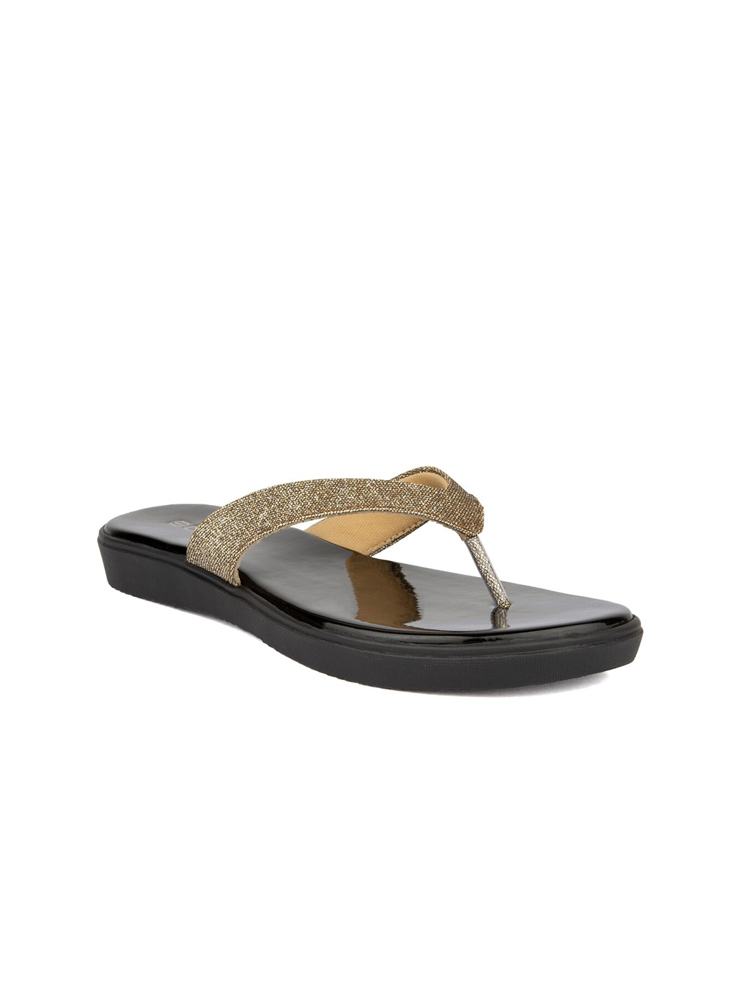 

SOLES Women Champagne Embellished Open Toe Flats