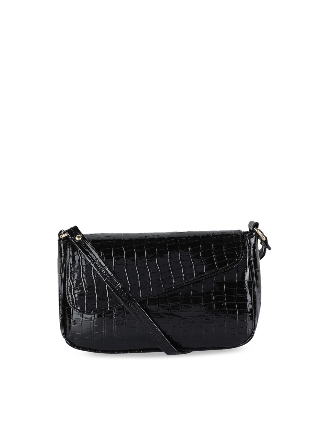 

ZEVORA Black PU Structured Sling Bag