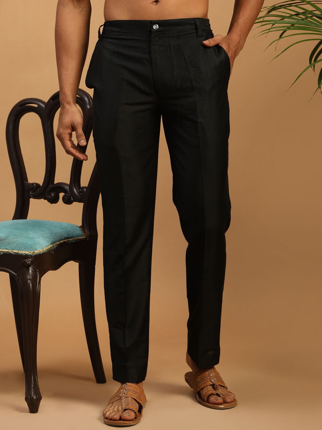 

VASTRAMAY Men Black Relaxed Fit Trousers
