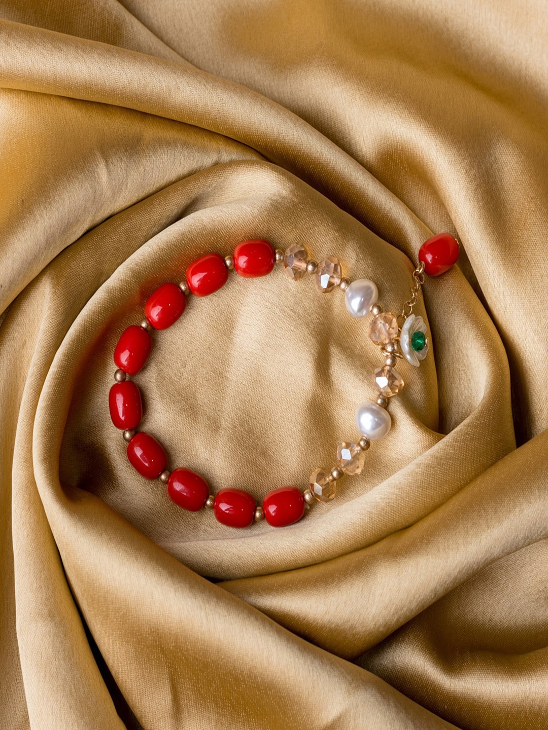 

Jewelz Women Red & White Brass-Plated Cuff Bracelet