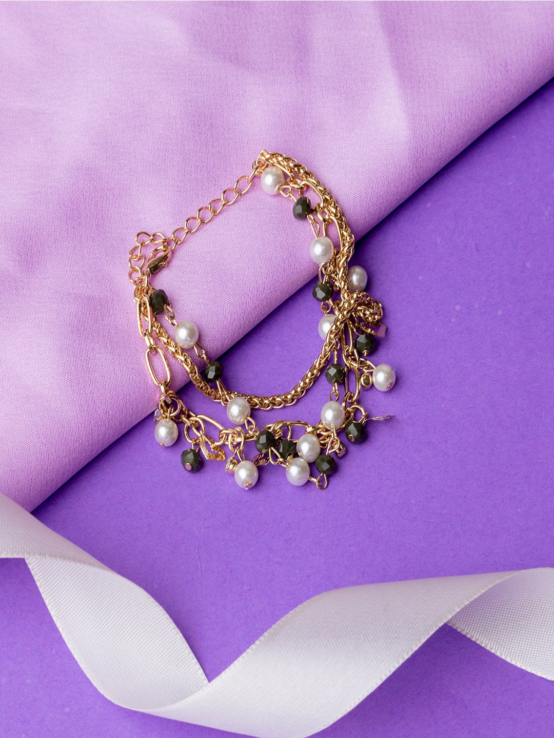 

Jewelz Women Gold-Toned & Yellow Gold-Plated Link Bracelet