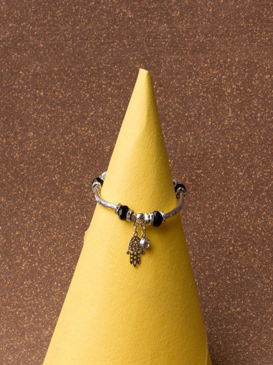 

Jewelz Women Black & Silver-Toned Link Bracelet