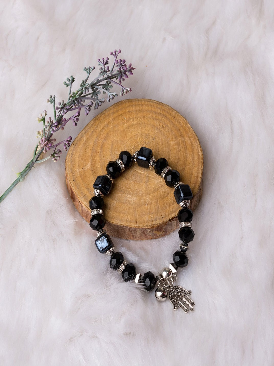 

Jewelz Women Black & Silver Beads Link Bracelet
